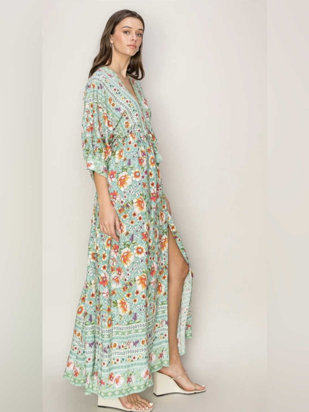 Hudson Gray Jade Floral Maxi Dress / Size: Medium / Boho / Floral / Summer